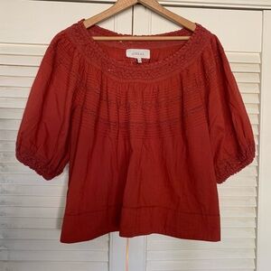 The Great Boho Cotton Blouse in Burnt Orange